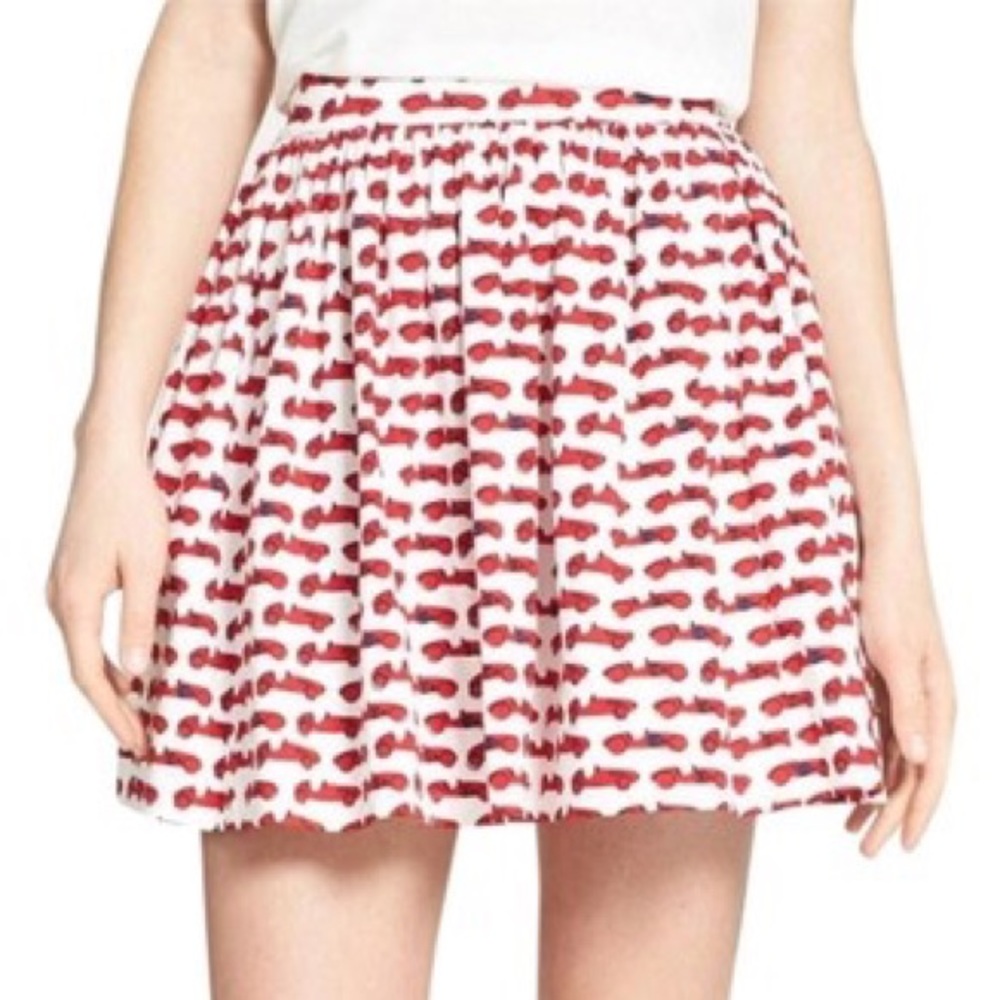 Kate Spade coreen monaco skirt with race car print